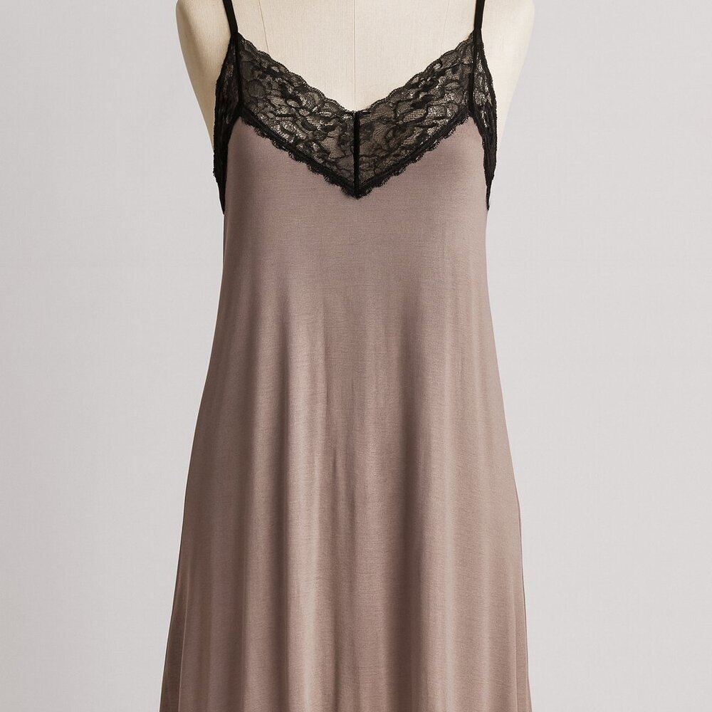 Tahari Slip Dress Gown Mini Black & Brown Large 90s Y2K Fairycore Vibes Sleep